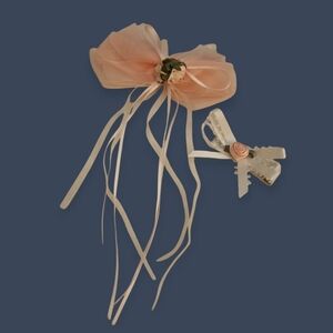 HANDMADE Chiffon and Satin Rose Pink Hair Bows